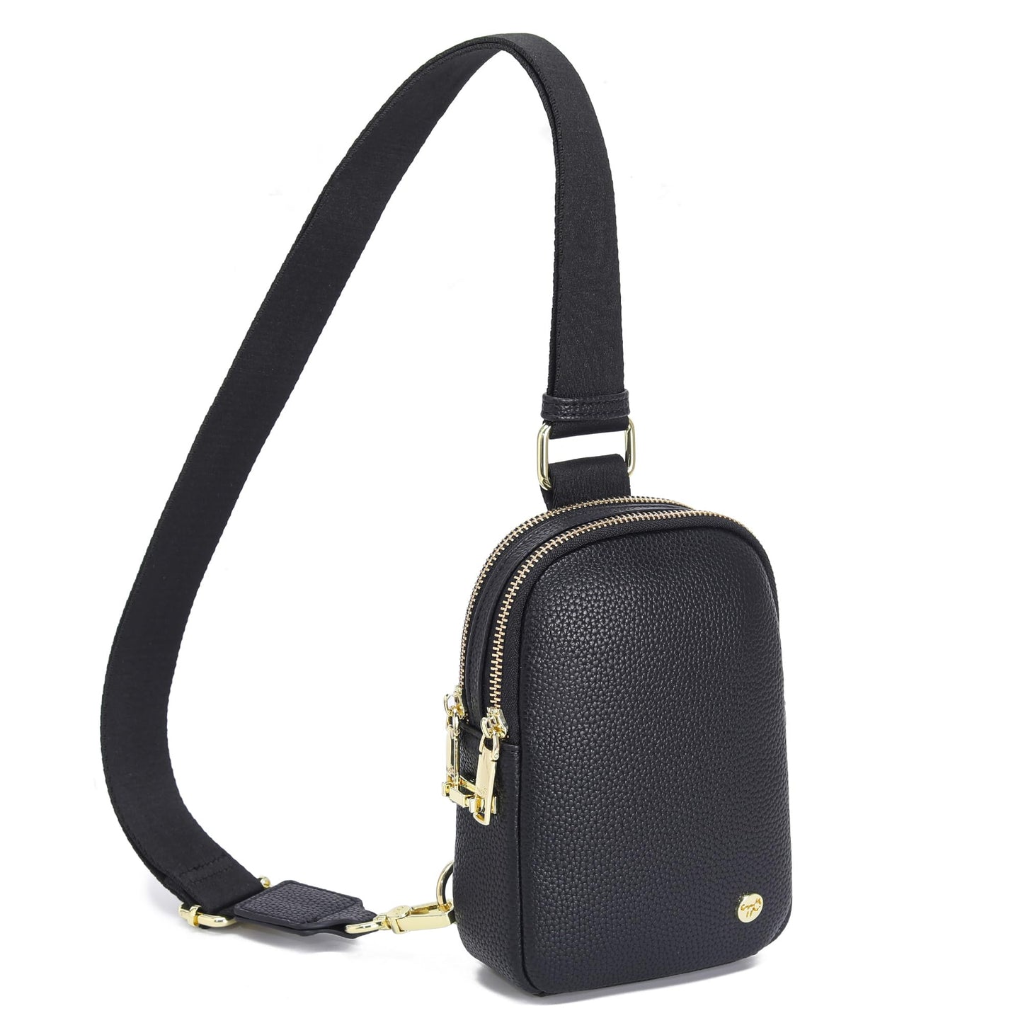 INICAT Anti Theft Crossbody Bag for Women, Small RFID Blocking Sling Purse with Zipper Lock for Travel, Vegan Leather(Black)