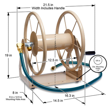 Liberty Garden Products 703-2 Multi-Purpose Steel Garden Wall/Floor Mount Hose Reel, Tan Poly