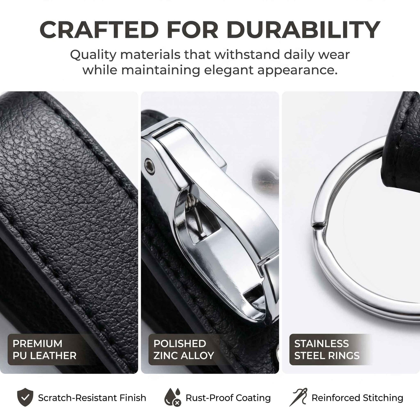 Liangery Keychain for Men, Belt Keychain Leather Belt Loop Key Holder Belt Key Chain Clips with Detachable Keyring for Men