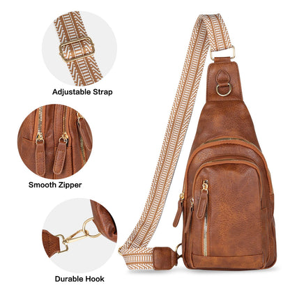 Relang Sling Bag for Women Crossbody, Leather Cross Body Fanny Packs for Women, Trendy Chest Bag for Travel and Daily Use