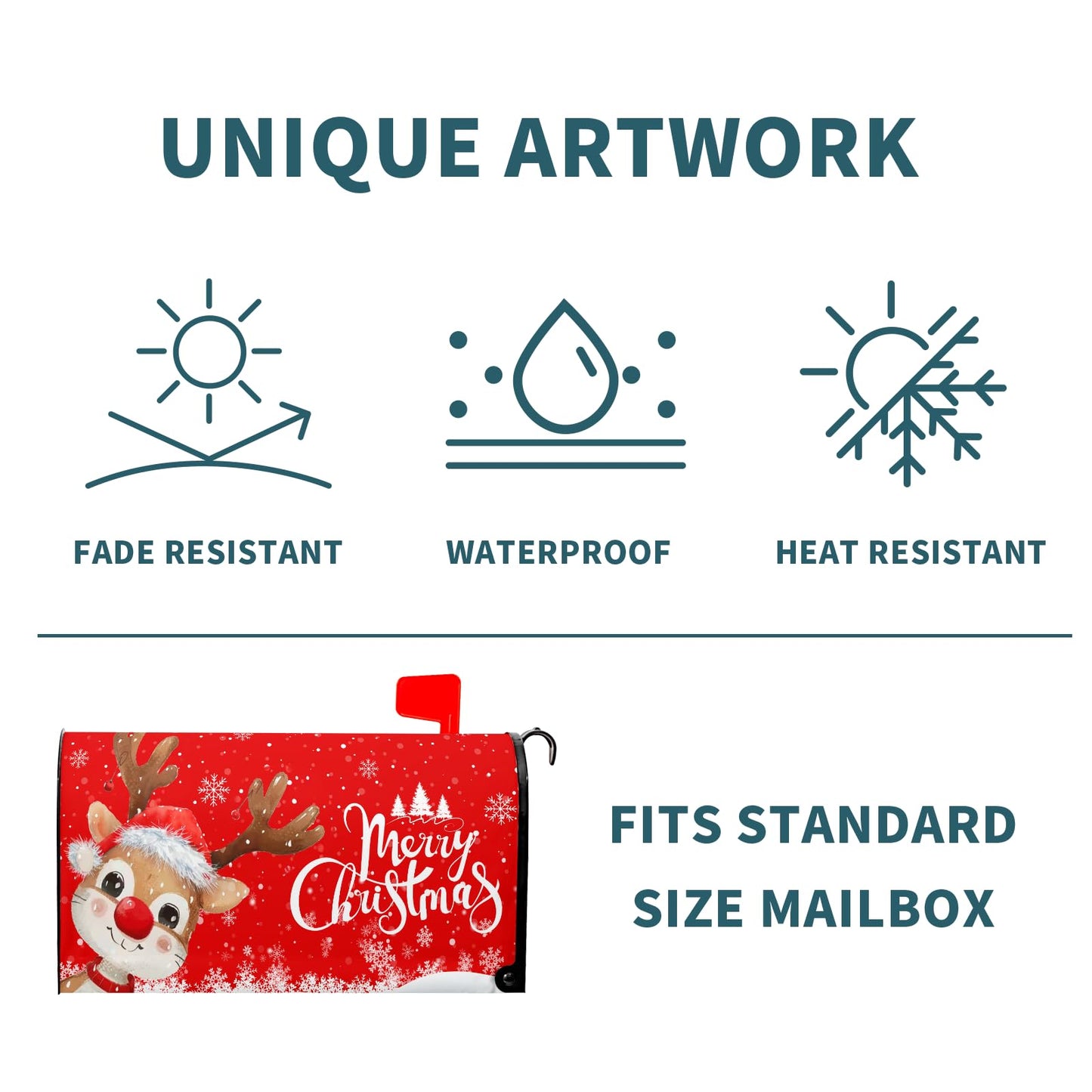 Anyako Winter Snowflake Red Mailbox Covers Magnetic Standard Size 18" X 21",Merry Christmas Reindeer Mailbox Wraps Post Letter Christmas Box Cover for Holiday Garden Yard Decor