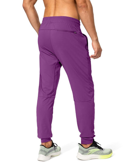 Men's Sweatpants with Zipper Pockets Athletic Pants Traning Track Pants Joggers for Men Soccer, Running, Workout (Purple, Large)