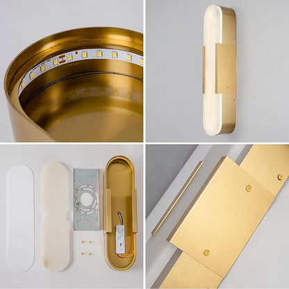 Alabaster Wall Sconces Set of 2,19.7'' Brass Wall Sconce Natural Marble Wall Sconce for Bathroom, Indoor Modern Wall Light Fixtures for Living Room Hallway Stairs Vanity Bedside, Gold