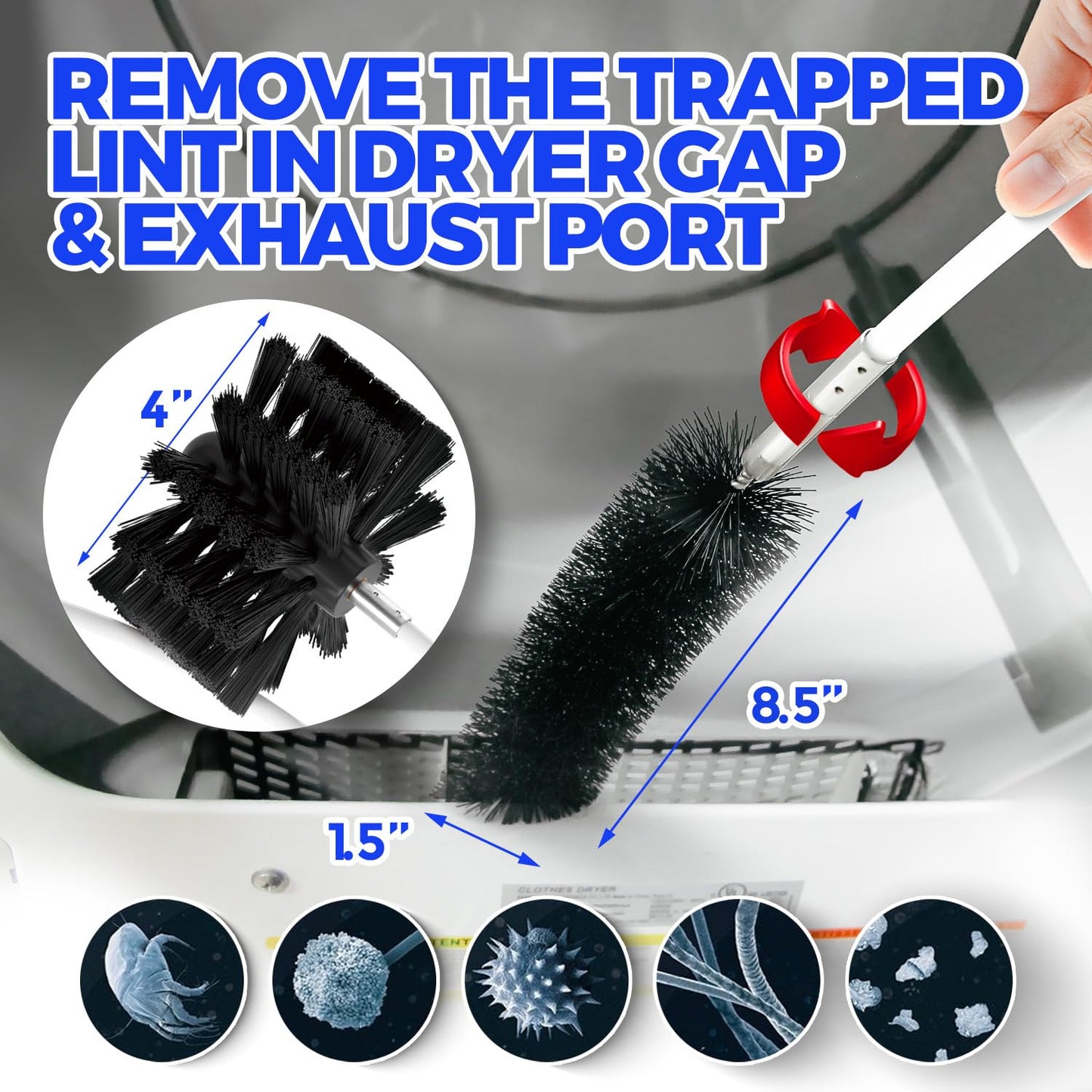 Holikme 40 Feet Dryer Vent Cleaner Kit, Flexible Lint Brush with Drill Attachment, Extends Up to 40 Feet for Easy Cleaning, Synthetic Brush Head, Use with or Without a Power Drill