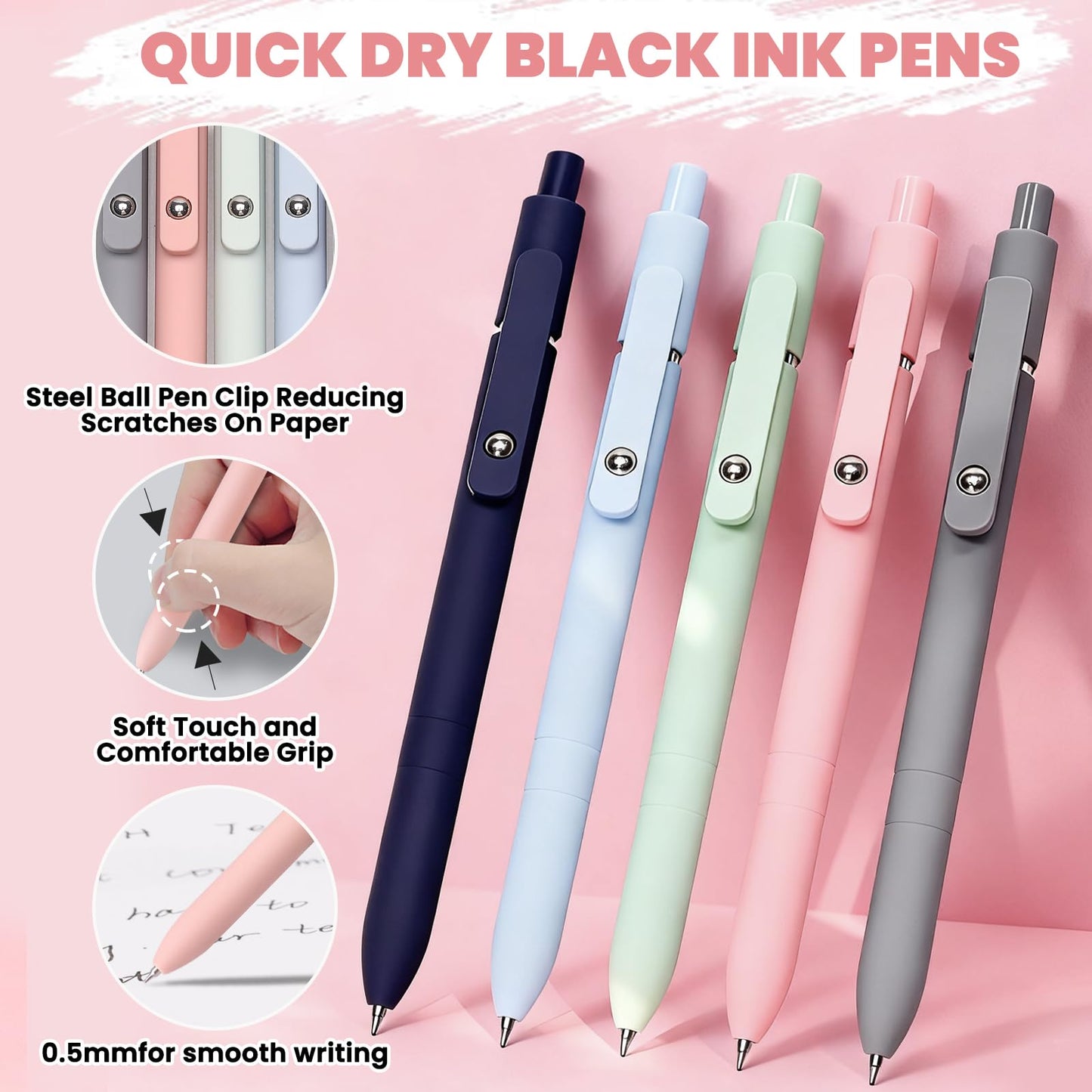 50 PCS Aesthetic School Supplies with Cute Pen Case,12 Pastel Highlighters,5 Black Ink Gel Pens, 12 Mechanical Pencils Set 0.5 & 0.7 mm 6 Color Gel Pens for Students Stationary College Essentials