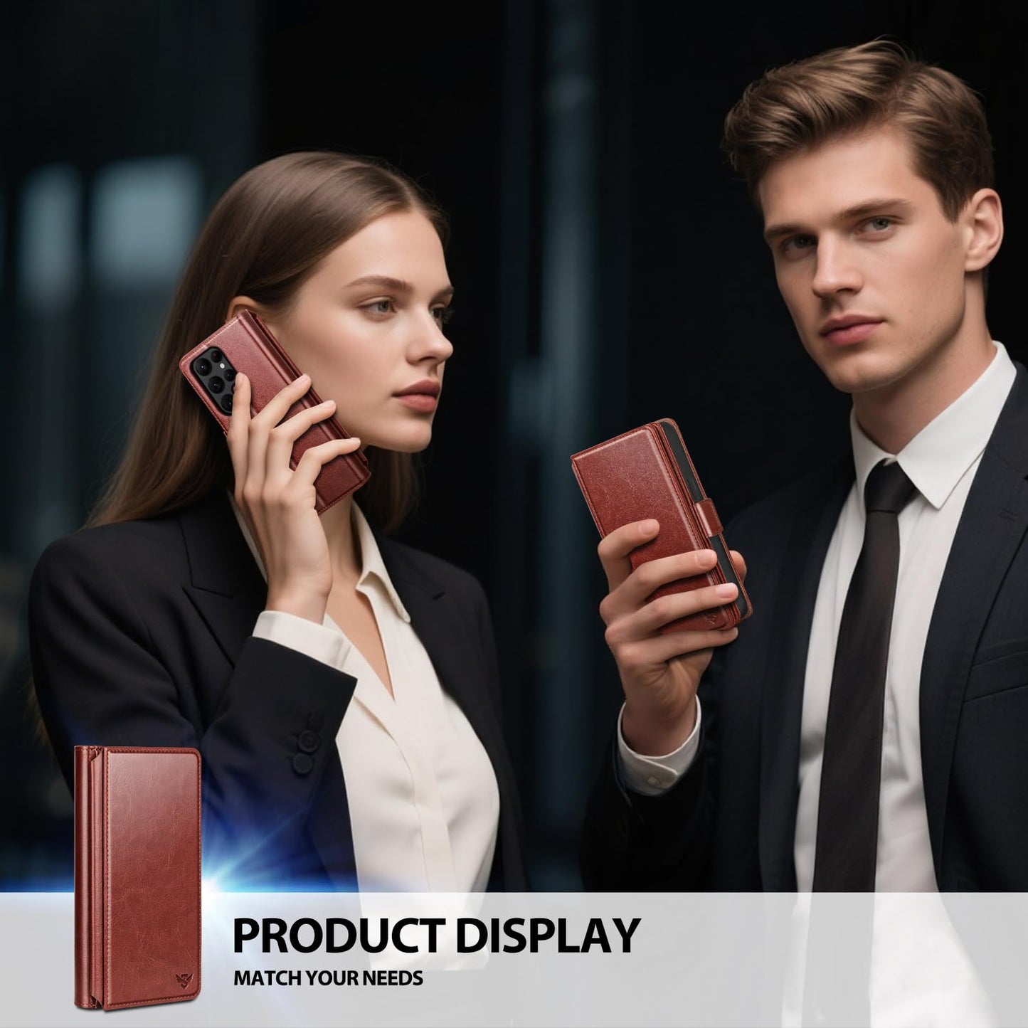HawkBox Compatible with Samsung Galaxy S23 Ultra Case Wallet with Card Holder Women Men,RFID Blocking PU Leather Phone Case Flip Shockproof Protector Cover Credit Card Slot Kickstand,Brown