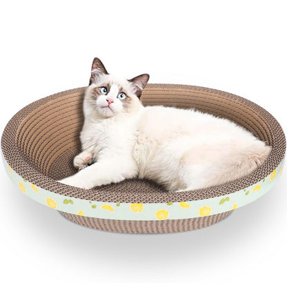 ROMOHOM Oval Large Cat Scratcher Cardboard Bed Lounger Couch, Cat Scratching Board Lounge Box Durable, Corrugated Cat Scratch Pad for Indoor Cats Furniture Protector 19.5"