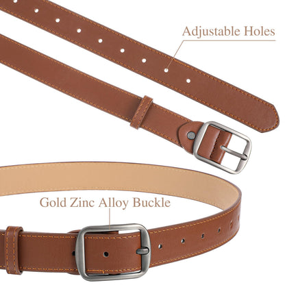 Douaowoc 5 Pack Women Leather Belts for Jeans Ladies Waist Belt Women's Belt with Pin Buckle with Slive Buckle for Pants Dress