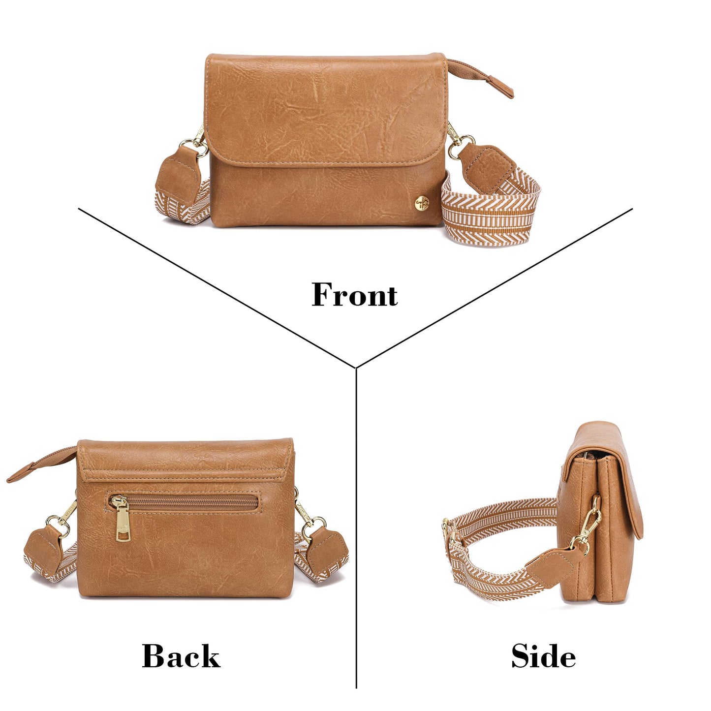 MINICAT RFID Blocking Small Crossbody Bags for Women Vegan Leather Mini Travel Purses Cell Phone Purse Cross Body Bag (Earthy Brown Nylon Strap)