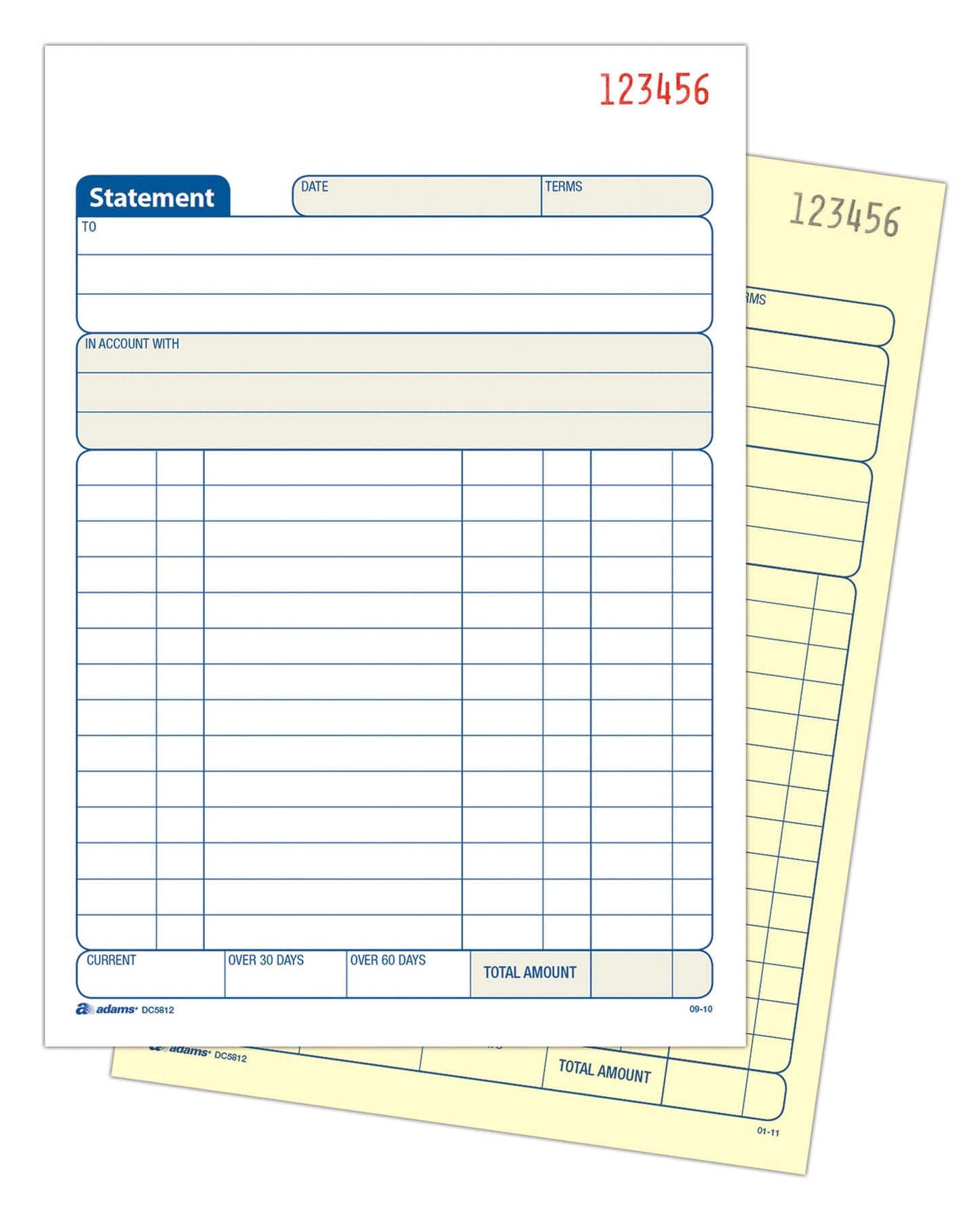 Tops Adams Statement Book, 2-Part Carbonless, White/Canary, 5-9/16 x 8-7/16 Inches, 50 Sets, 3/Pack (DC5812-3)