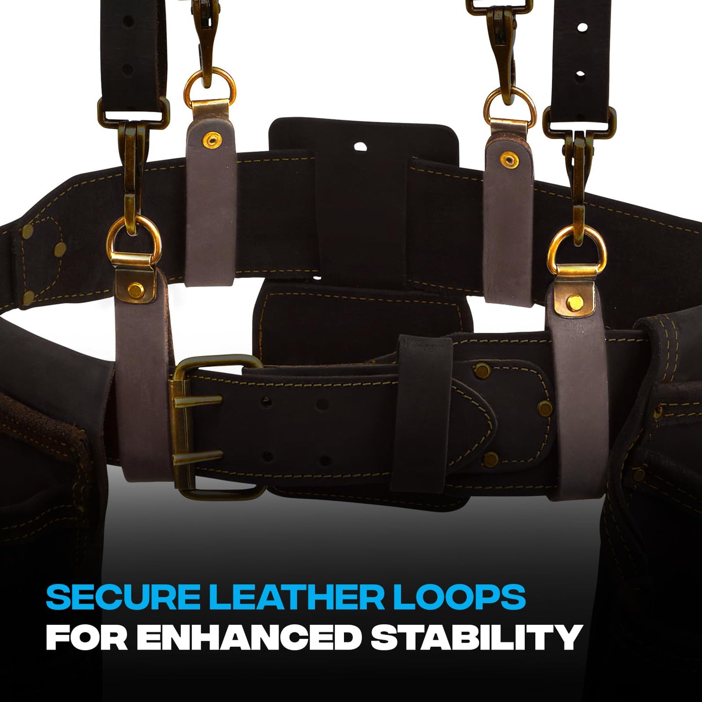 OX Tools Pro Oil Tanned Leather Tool Belt Suspenders for Men - Heavy Duty & Padded Support w/Adjustable Chest Strap OX-P263501 - Tirantes Para Bolsas de Construccion