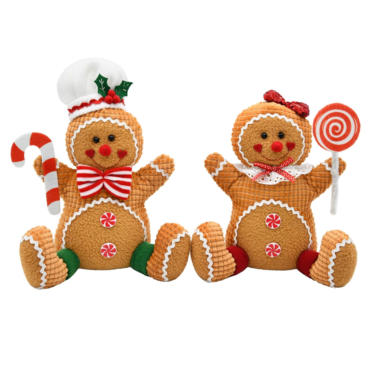CRCZK Gingerbread Christmas Decorations Indoor, Candy Cane Christmas Decorations, Gingerbread Plush Centerpieces Tabletop Decor, Candyland Party Decorations Xmas Gift