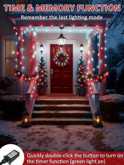 Upgraded 250 LED C6 Connectable Christmas String Lights Red and White, 82FT Waterproof Christmas Twinkle Light Outdoor, Plug in Fairy Lights Indoor with 13 Modes & Timer for Christmas Tree Decorations