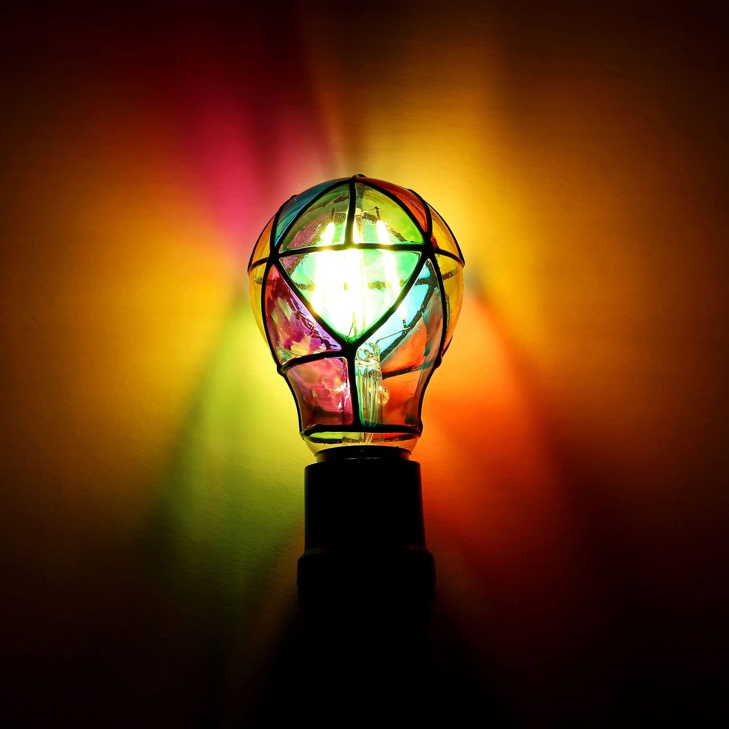 Kitmose 4 Pack Stained Glass Light Bulbs, LED Edison Light Bulb E26 3.5W Replacement Light Bulbs Tiffany Style for Bedroom Living Room Home Christmas Decoration
