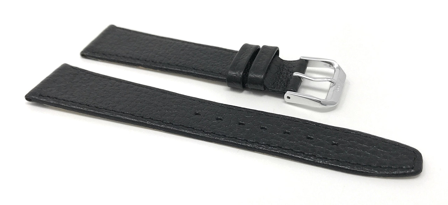Bandini Extra Long (XL) 8mm Womens Italian Leather Watch Band Strap - Black - Buffalo Pattern - Slim