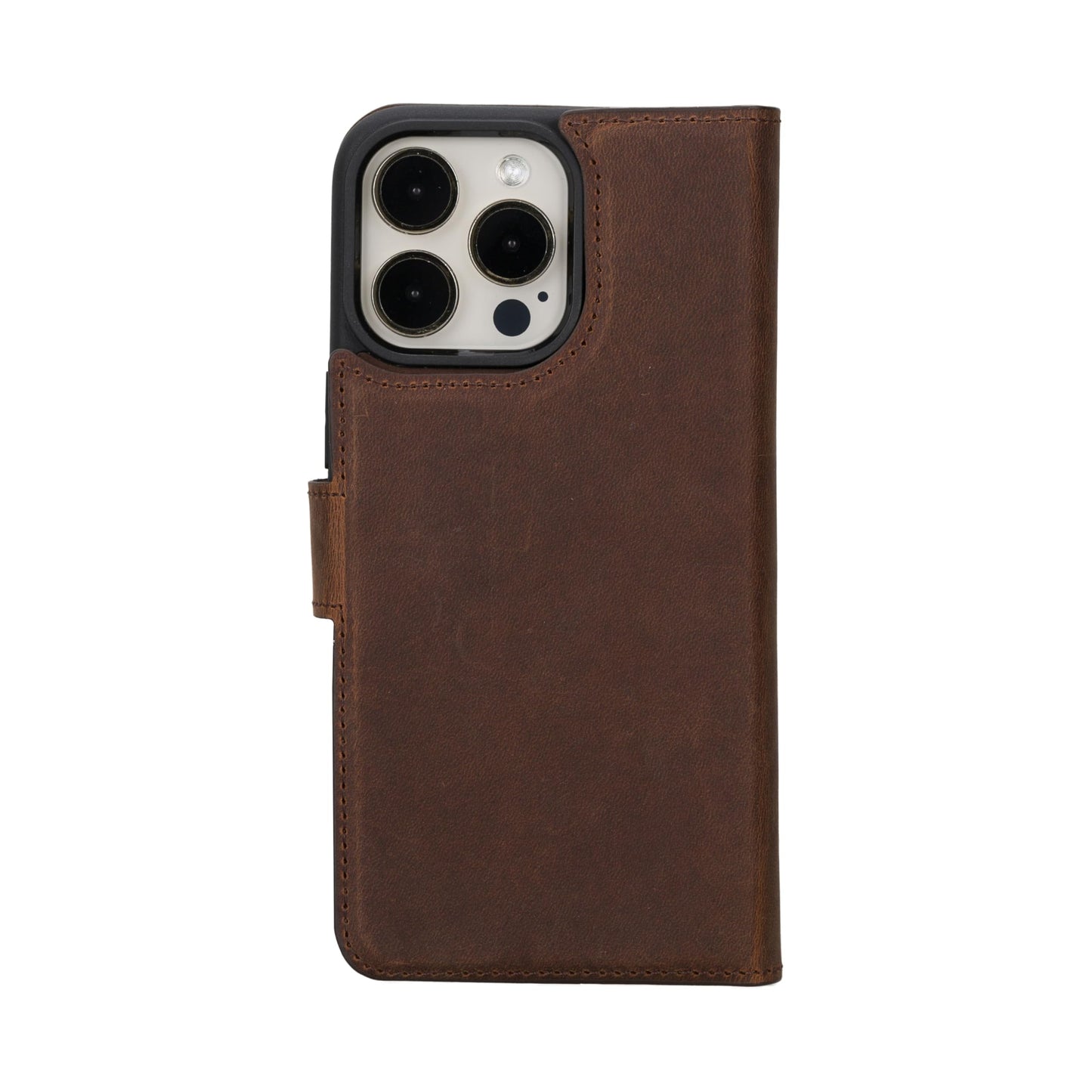 VENOULT Detachable Wallet Case for iPhone 15 Pro MAX, 4 Card Holder Wallet, Man or Women Folio Cover, Compatible with Magsafe, RFID, Genuine Leather, Kick Stand (Vintage Brown)