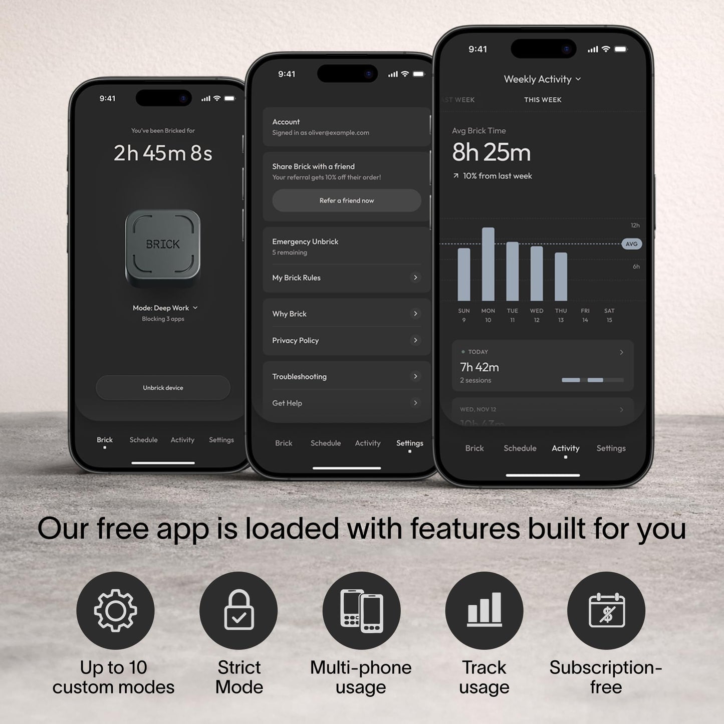 The Brick Phone Access Blocker Device for Cell Phones - Subscription-Free Phone Lock, Limits Smartphone Access, Reduces Screen Time & Improves Focus - High-Grade Magnet & Anti-Slip Silicone