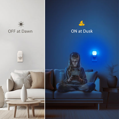 Briignite Night Lights Plug into Wall, Modern LED Night Light Plug in, Dusk to Dawn Sensor, Soft White 3000K, 0-100LM Adjustable Brightness, Dimmable NightLight for Hallway, Bedroom, Stairway, 2 Pack