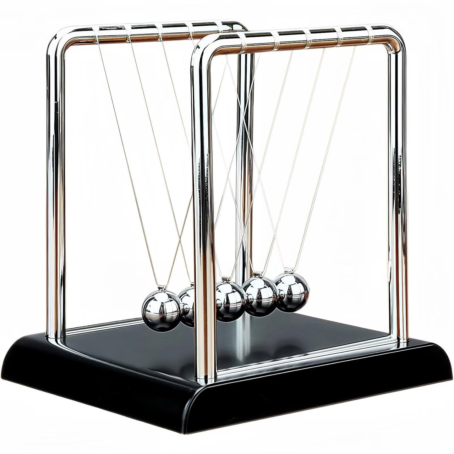 Newtons Cradle Balance Pendulum Balls, Swinging Kinetic Balls with Black Base, Science Physics Educational Learning Tool, Office Home Creative Decoration, Stress Relief Fidget Desk Toy (Large)