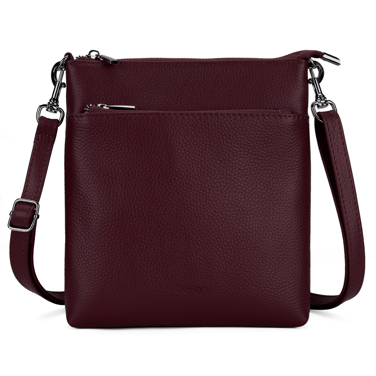 befen Genuine Leather Small Crossbody Bags for Women Travel Cross Body Bags Lightweight with Adjustable Shoulder Strap, Burgundy Red
