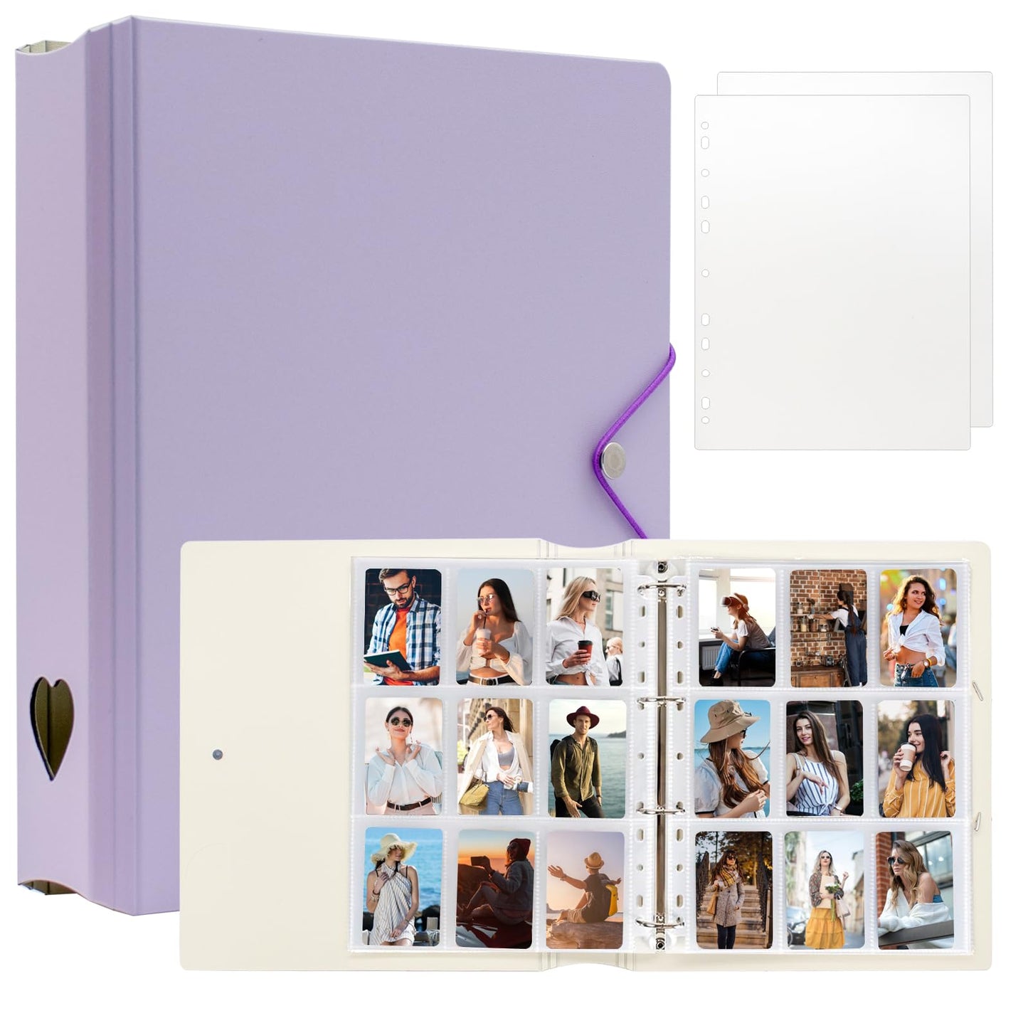 A4 Kpop Photocard Binder with 25 Pages 9 Pocket, 2x3 inch Kpop Photocard Holder Book, Photo Album for Fujifilm Instax Mini Camera Polaroid Printer Photo Film (Purple)