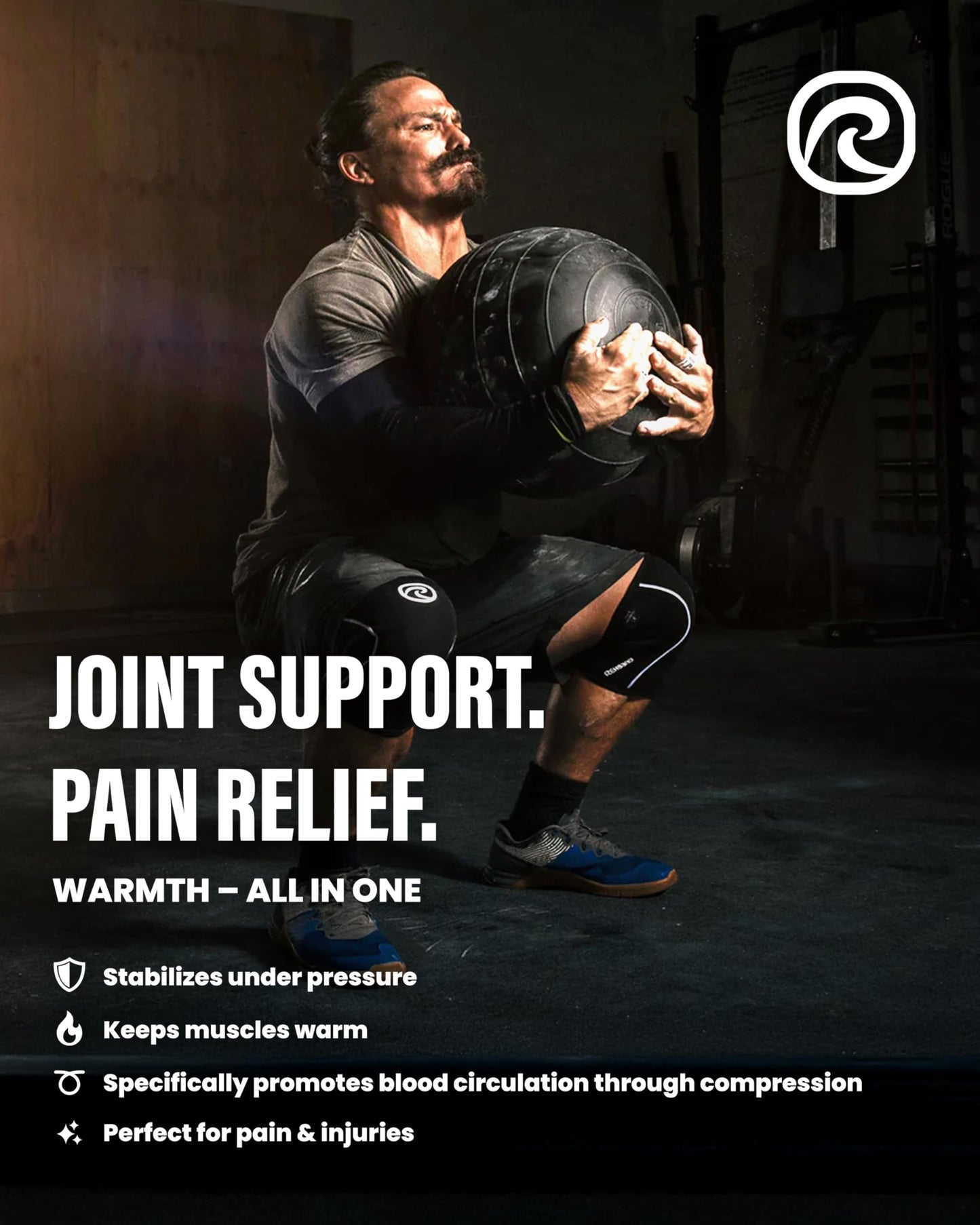 Rehband 5mm Knee Sleeves for Functional Training, Cross-Training & Powerlifting, Weightlifting Knee Support made of Neoprene, Unisex, Colour:Carbon/Black - 1 Pair, Size:Large