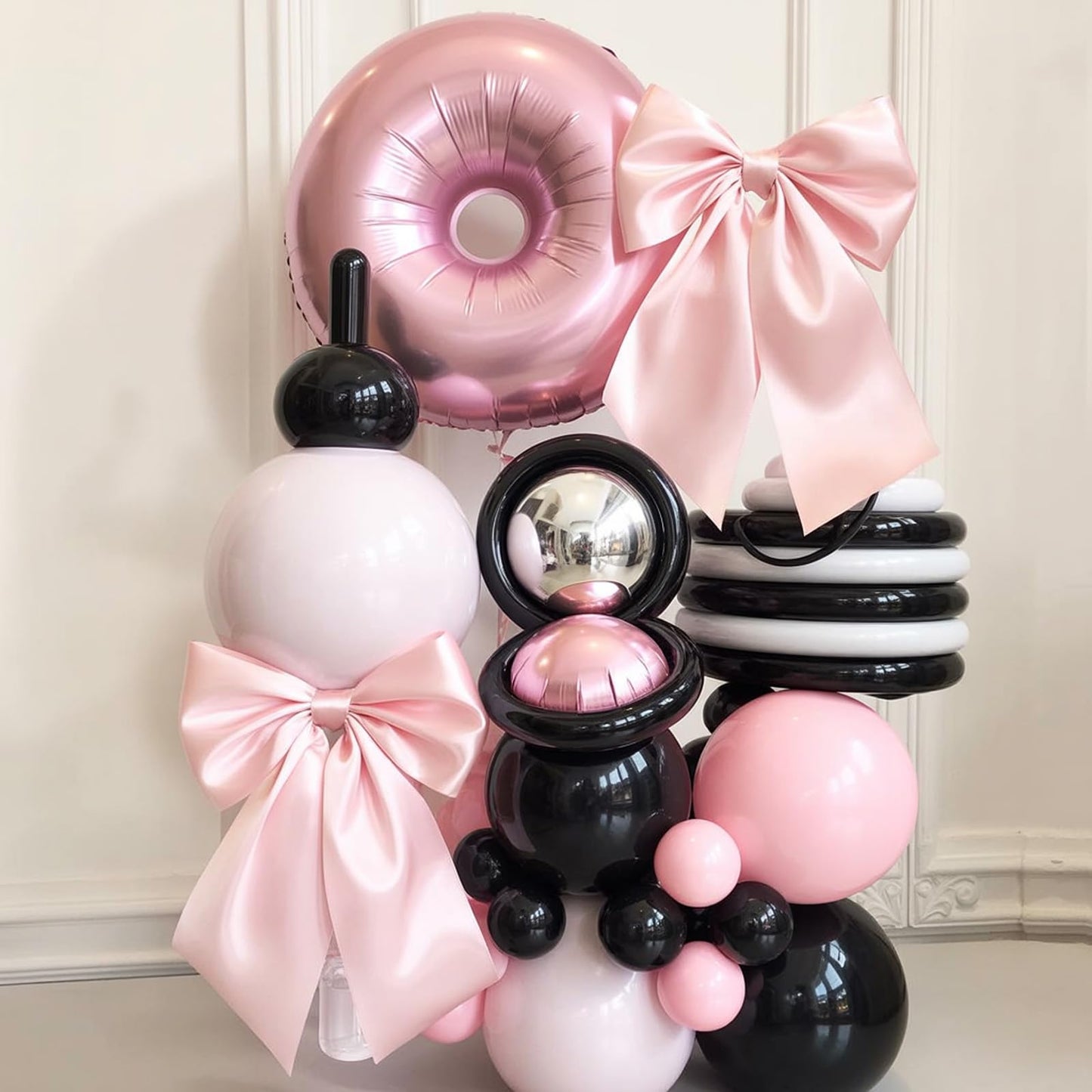 Big Pink Bow Coquette Room Decor, 23x11 Inch Satin Bows Large Pastel Pink Bows Birthday Decorations as Crib Skirt for Christmas Tree Topper Girl Room Xmas Gift Wrapping Bachelorette Baby Shower (3pcs)