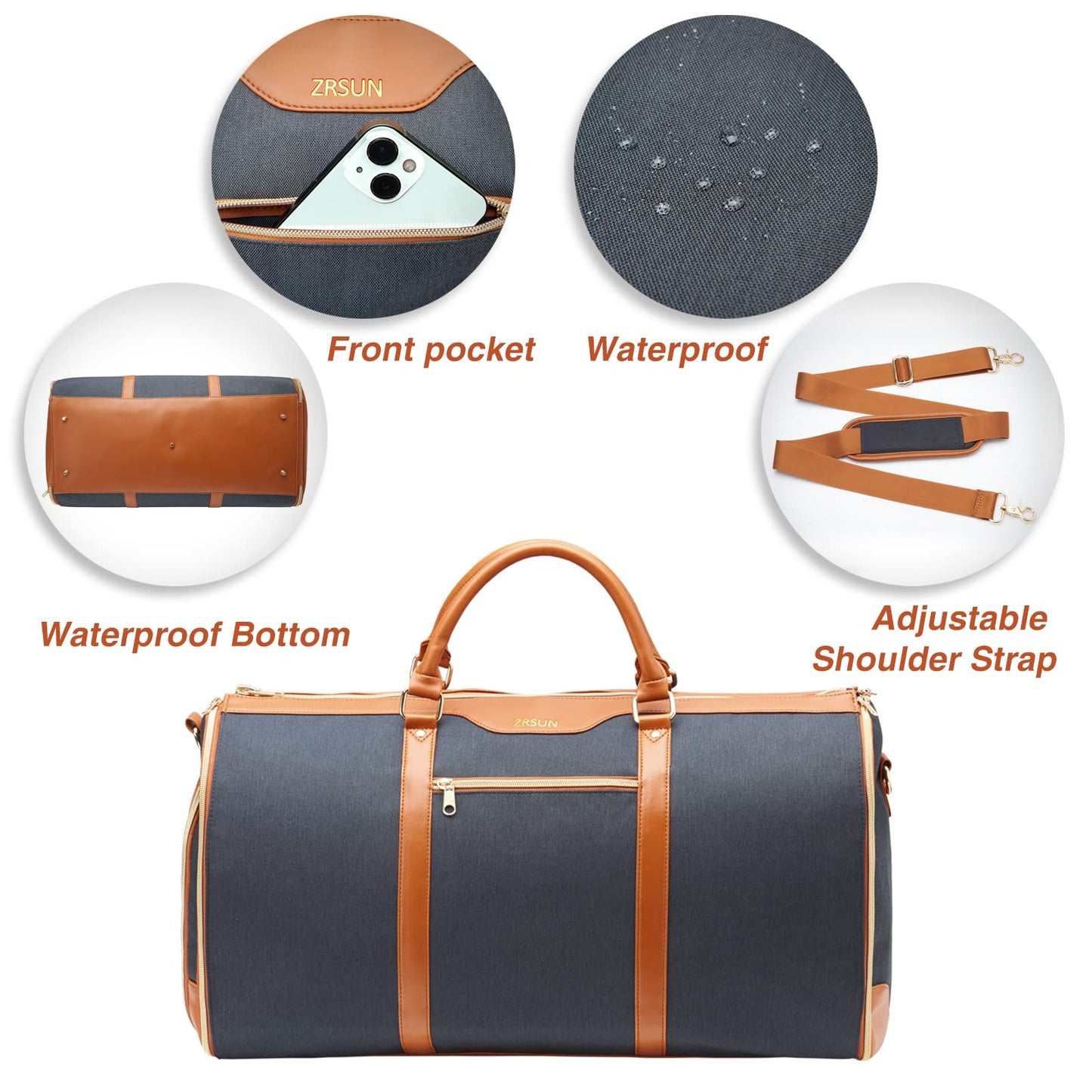 Garment Bag for Travel, Convertible Carry-On Duffel with Shoe Compartment, Waterproof & Wrinkle-Free Suit Carrier for Business Trips & Weekend Getaways, Foldable & Lightweight