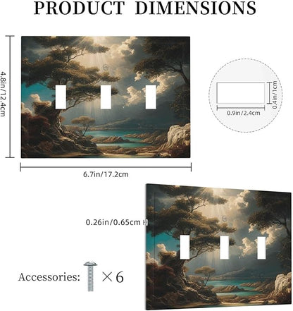 Decorative Art Light Switch Covers Sunburst Over the Wilderness 3 Gang Triple Toggle Wall Plate Decorative Switch plate Electrical Faceplate for Home Decor