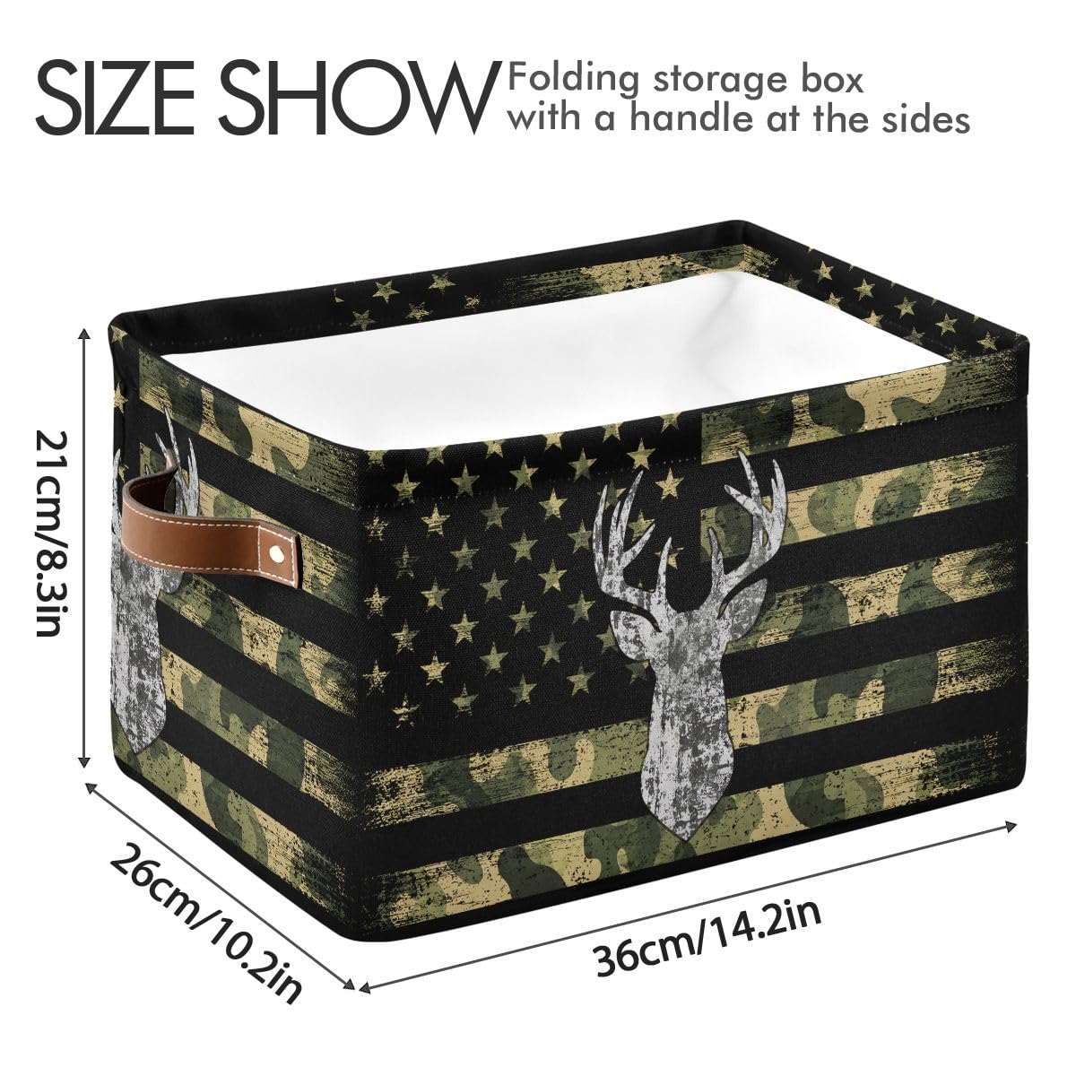 Camo Hunting Rectangular Storage Basket Organizer Bin Shelf Baskets For Clothes Gifts For Home Office Dorm