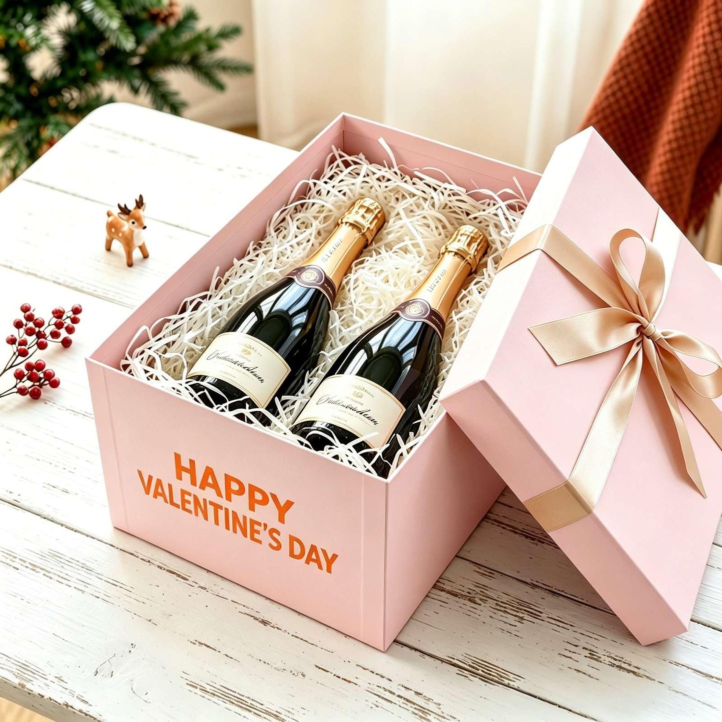 BoxSkivra Large Gift Box 16x12x8 Inches，Pink Gift Box with Lid for Christmas，Anniversary，Birthday，Luxury Boxes with Crinkle Paper，Ribbon，Alphabet Stickers