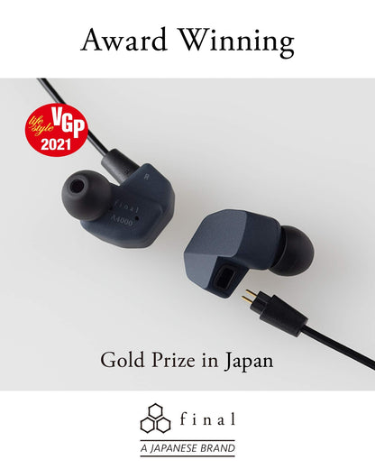 Final A4000 Single-Driver IEM Earphones, High-Fidelity Sound, Detachable Cable, Lightweight in-Ear Monitors, Premium Audio Quality, Comfortable Fit, Durable Design, Ideal for Audiophiles