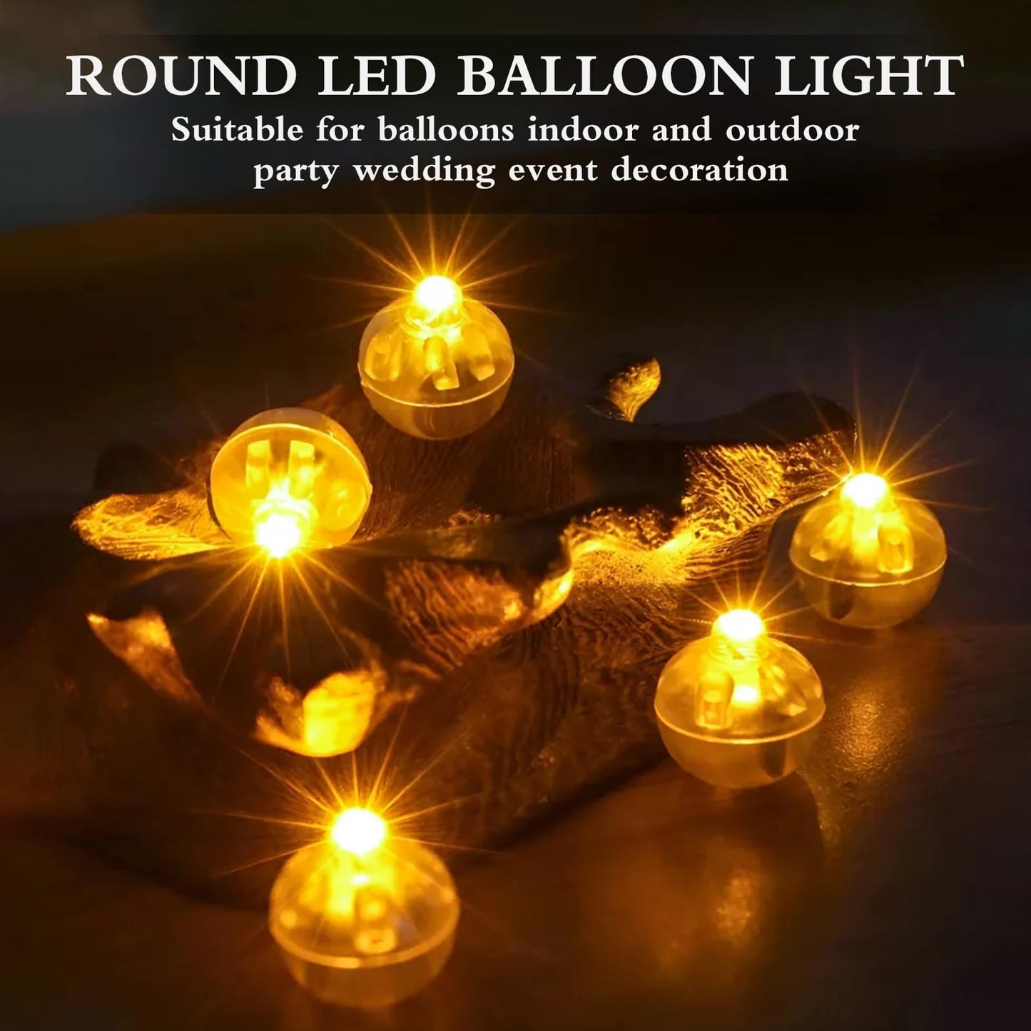 FWYWNL 100pcs Balloon Lights,Round LED Ball Lamp for Latex Balloon Paper Lantern Party Wedding Festival Christmas Halloween Decorative，Long Standby Time Waterpro of Mini Light (Warm White)