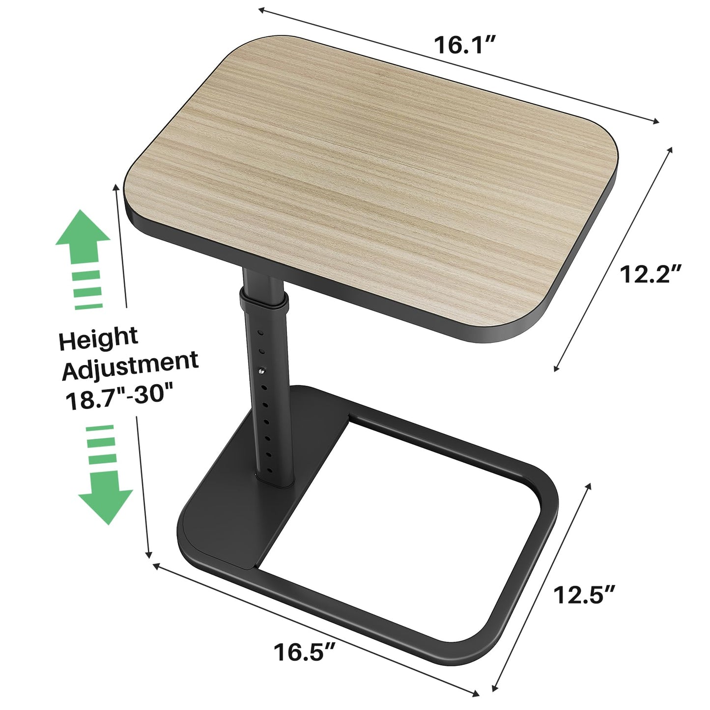 Kitstorack Upgraded TV Tray Table with Panel Lock, Adjustable Height & 90° Flip-Over Design, Sofa Arm End Side Table for Eating, Dinner, Snack, Laptop, Couch, Bed, Chair or Small Spaces, Gray