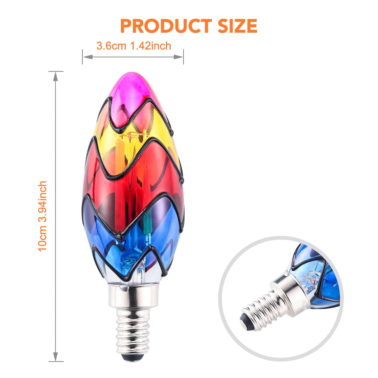 Kitmose 4 Pack Stained Glass Light Bulbs, LED Edison Light Bulb E12 3.5W Replacement Light Bulbs Tiffany Style for Bedroom Living Room Home Christmas Decoration