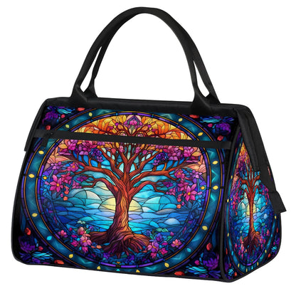 Small Weekender Bag for Women Tree Of Life Beauty Foldie Gym Duffle Bags Canvas Compact Workout Bags Carry On Tote Bag Sport Travel Overnight Sleepover Hospital for Traveling Luggage