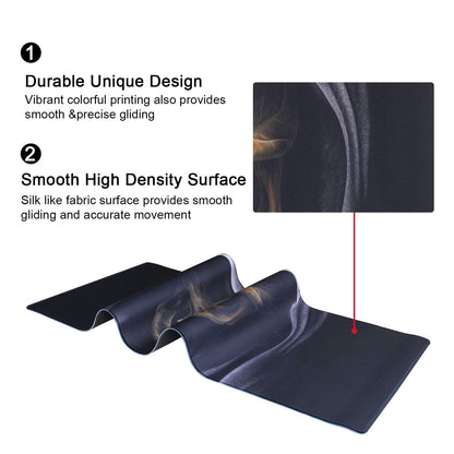 Meffort Inc Extra Large Extended Gaming Desk Mat 34.75 x 15.25 inch XXL XXLG Mouse Pad - Skull Face