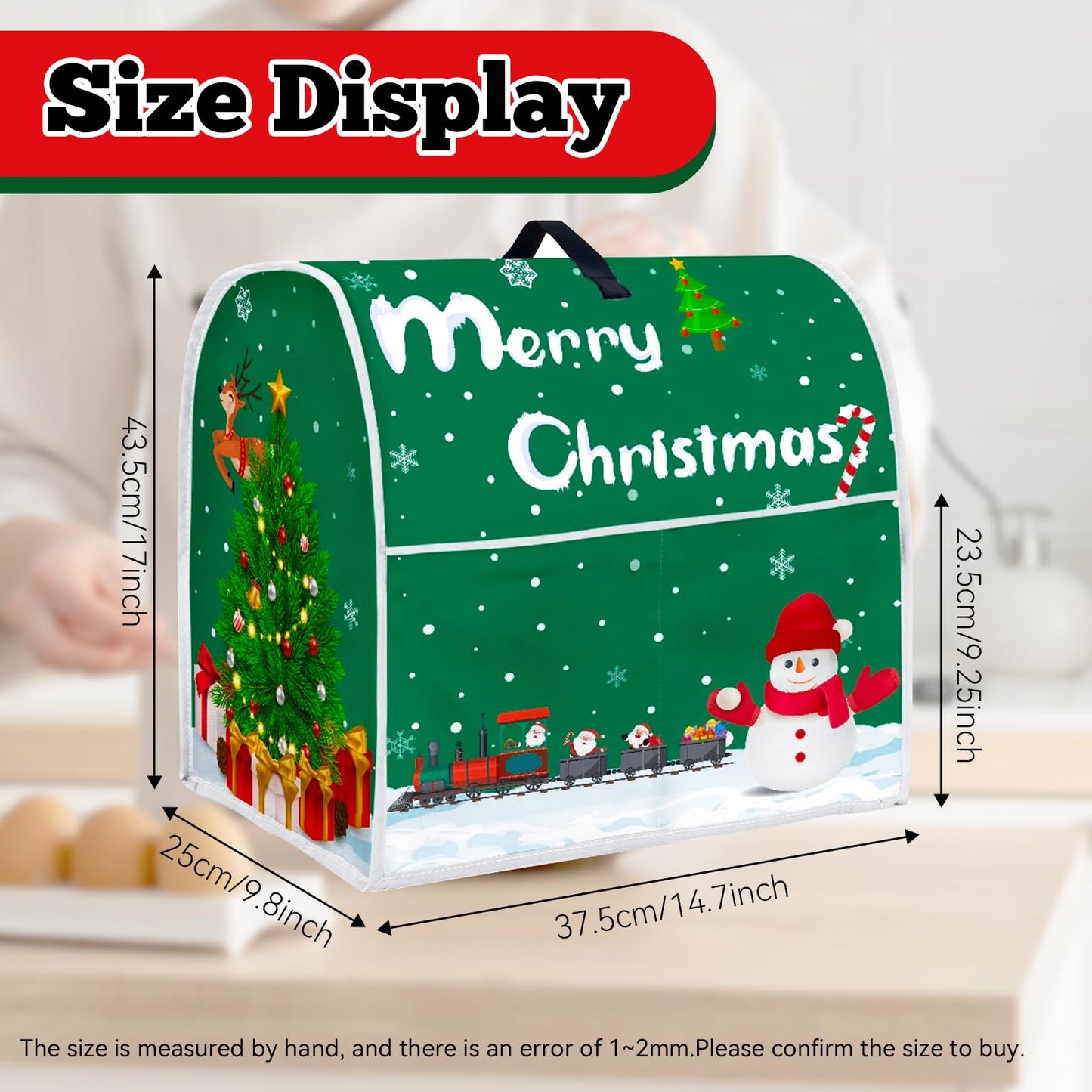FBBP Christmas Stand Mixer Cover - Compatible with 6-8 Quart for Kitchen Appliance - Santa Claus and Snowman Dust Cover with Pockets for Accessories Xmas Home Kitchen Decor