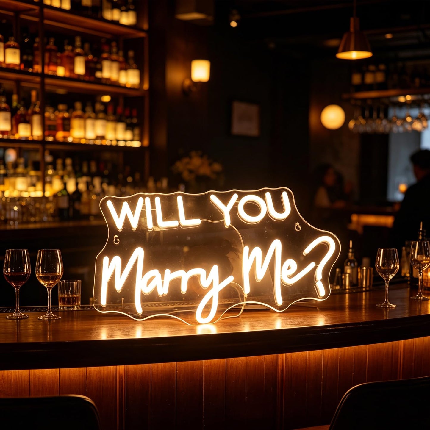 QiaoFei Led Will You Marry Me Neon Sign Word/Letters USB with Dimmer Switch Neon Lights for Room Decor Wedding Engagement Wall Hanging Decoration (Warm white)