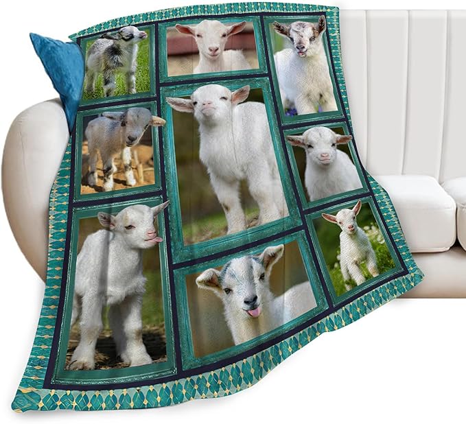Cute Goat Blanket, Farmhouse Animal Throw Blankets, Goats Fuzzy Plush Blanket Ultra Soft for Goat Lover Gift Kids Teens Women Men Girls Boys Stuff Decor for Home Bedding Sofas Couch Camping 50"X40"