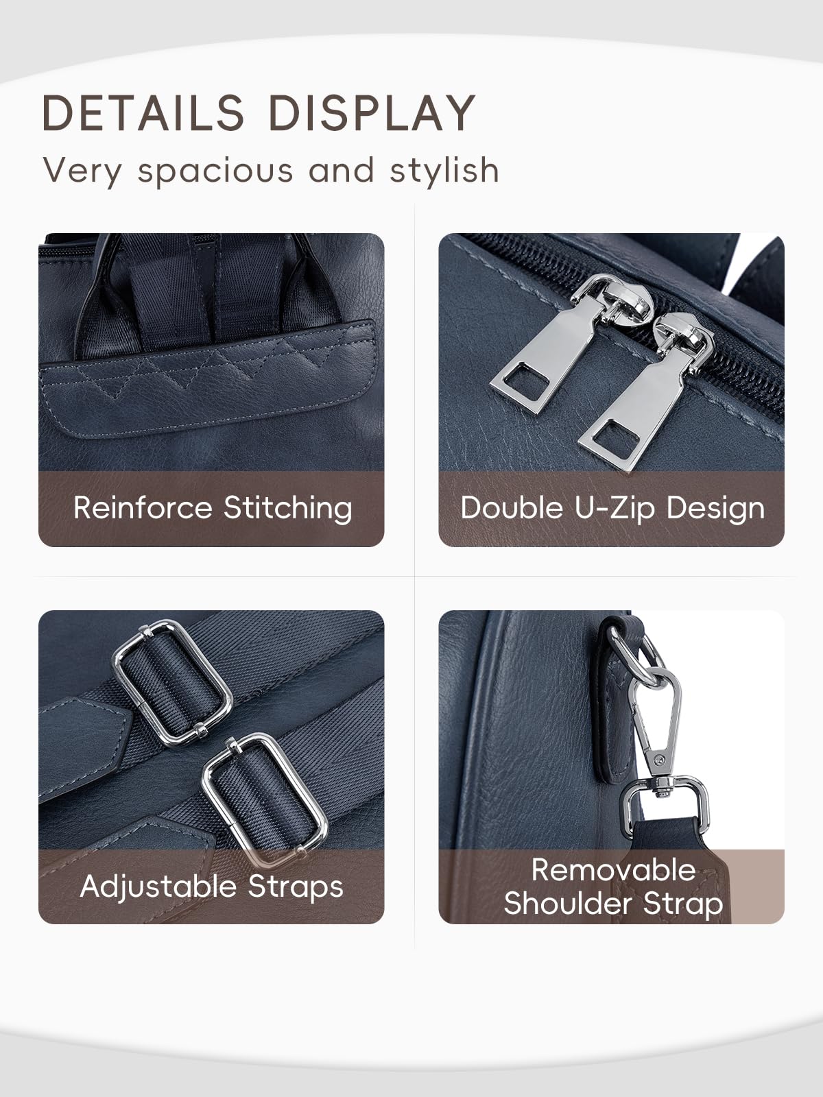 CLUCI Backpack Purse for Women Black Leather Anti-Theft Large Fashion Designer Travel Bag Ladies Shoulder Bags