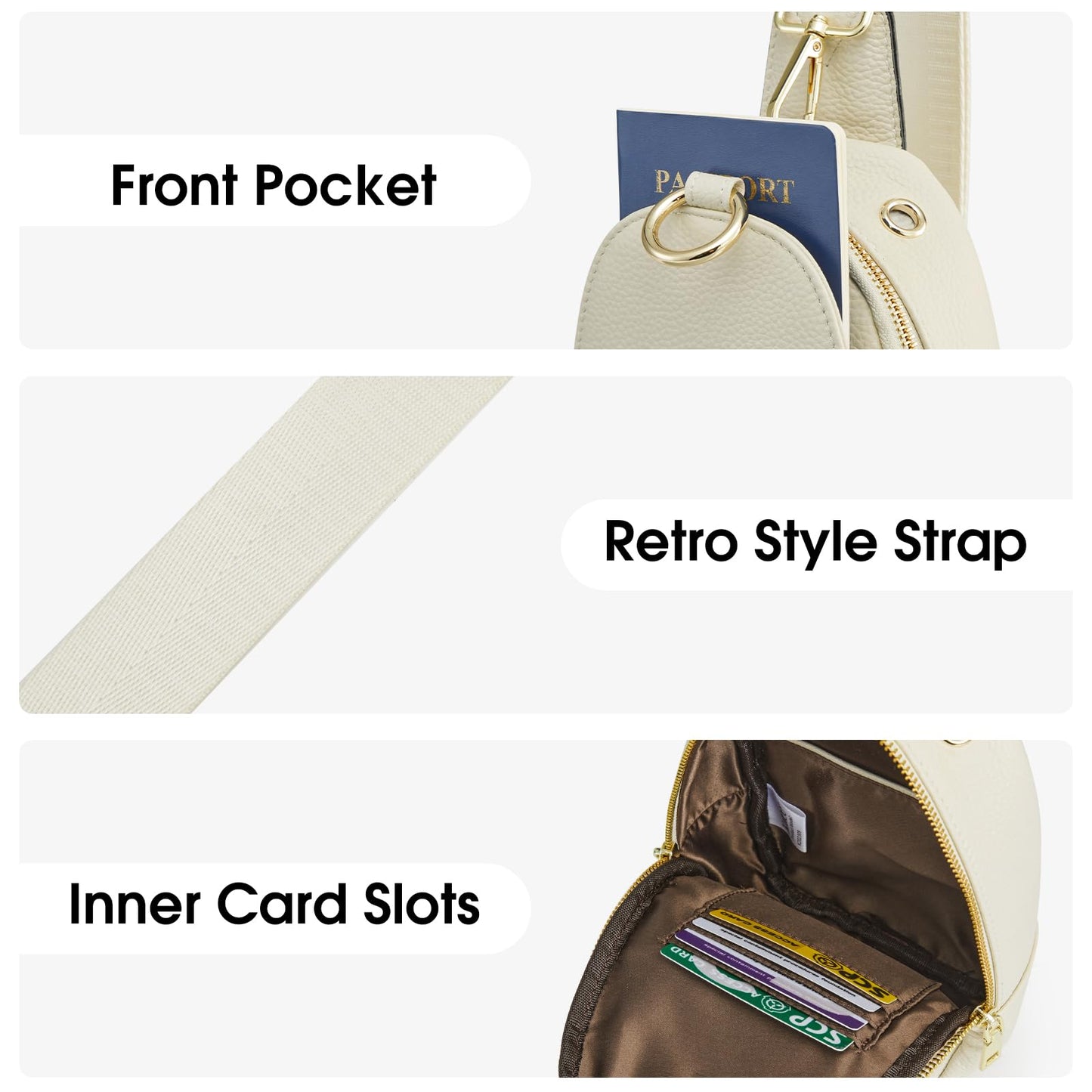Kattee Crossbody Bag for Women, Womens Leather Fanny Sling Purse for Travel，Small Sling Bag with RFID Blocking