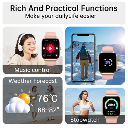 Smart Watch for Women Fitness Tracker: Rose Gold Make/Answer Call Smart Watches for Women Waterproof Digital Mens Watches Running Smartwatch Android Phone iPhone Samsung Compatible Heart Rate Monitor