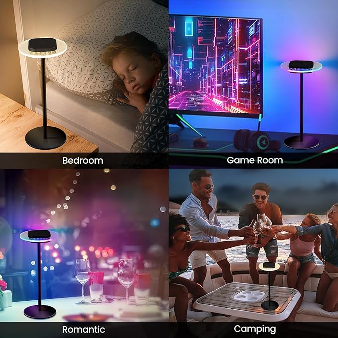 LOFTEK Cordless Table Lamps, Rechargeable Table Lamp, Up to 55 Hrs Ultra-Long Battery Life, Eye-Friendly, Touch Dimming, Portable Wireless Ambient Lighting (Black, 1 Pack)