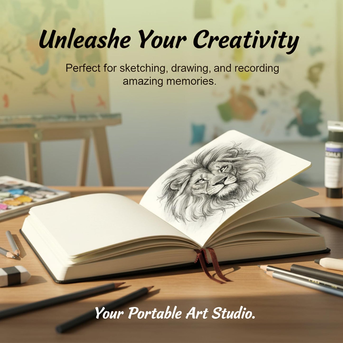 IMengjbang 660 Pages A5 Thick Sketchbook, 80GSM 5.7 x 8.25 inches Blank Smooth Notebook Soft Faux Leather Cover Journal for Drawing Book Memo Writing Sketch Pad Diary Notebook