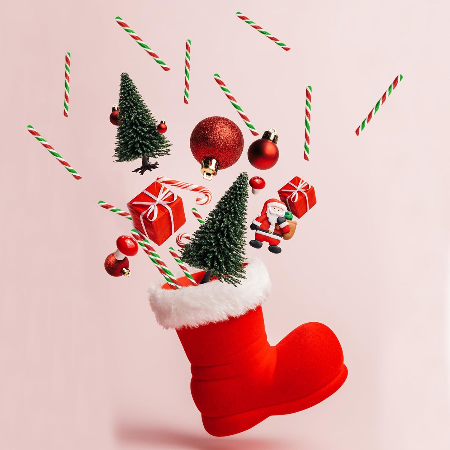 Fruidles 24-Pack Christmas Candy Cane Sticks Suckers, Old-Fashioned Red Green & White, Individually Wrapped, 5.5" Inch,