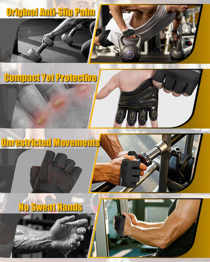 RIGWARL Barehand Workout Gym Gloves Men Women, Minimal Weight Lifting Gloves with Grip Pad & Targeted Palm Protection, Breathable for Exercise Weightlifting Rowing Training Fitness Crossfit WODs