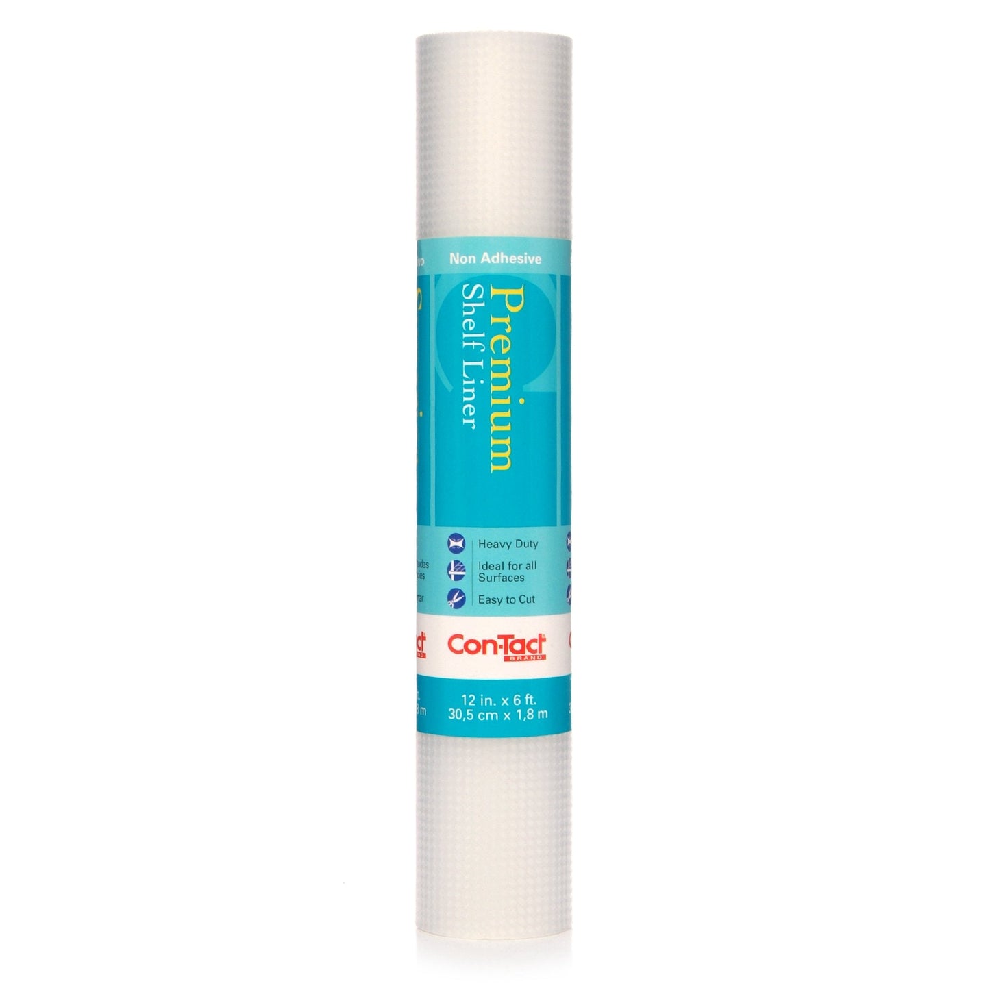 Con-Tact Brand Premium Plus Non-Adhesive Shelf Liner, Heavy Duty and Multi-Functional Drawer Liner, 12" x 6', Woven Clear, Pack of 1 Roll