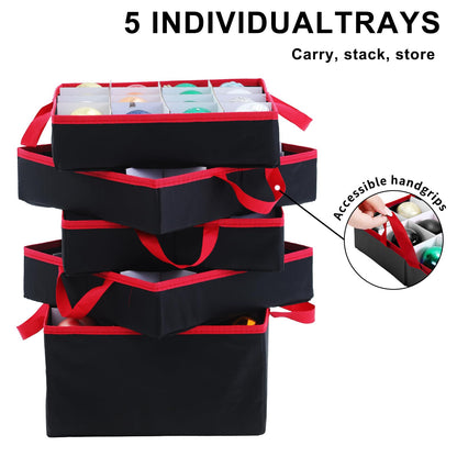 BIEBOS Large 2-in-1 Christmas Ornament Storage Box - High Capacity Storage, Easy Organization Protect Your Holiday Decorations (Black)