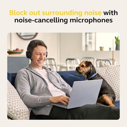 Jabra Evolve2 65 Flex Stereo Headset with Bluetooth, Wireless Charging Pad - Noise-Cancelling ClearVoice Technology & Hybrid Active Noise Cancellation - Certified for Microsoft Teams - Black